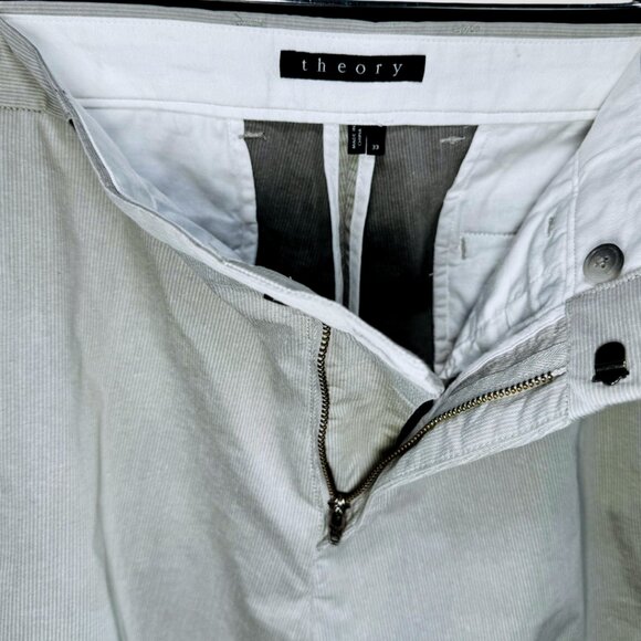 Theory Men's Pinstripe Flat Front Shorts in Beige - 33 - Picture 9 of 15